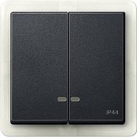 Лицевая панель Schneider Electric Merten System M для 2-кл. выключателя с подсветкой IP44 антрацит картинка